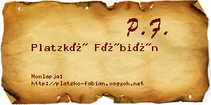 Platzkó Fábián névjegykártya